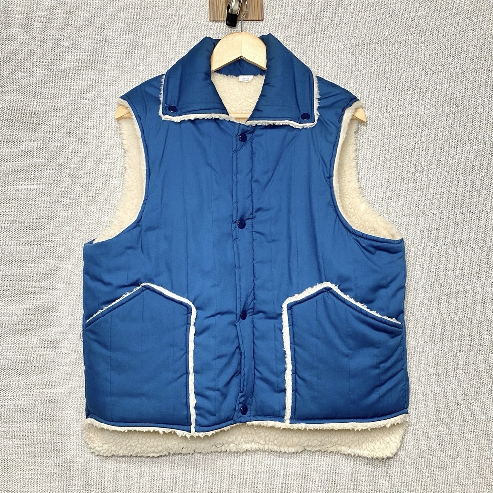 70s 80s Sherpa Lined Vest High Pile Fleece Apres Ski Retro Cabin Core Scovill